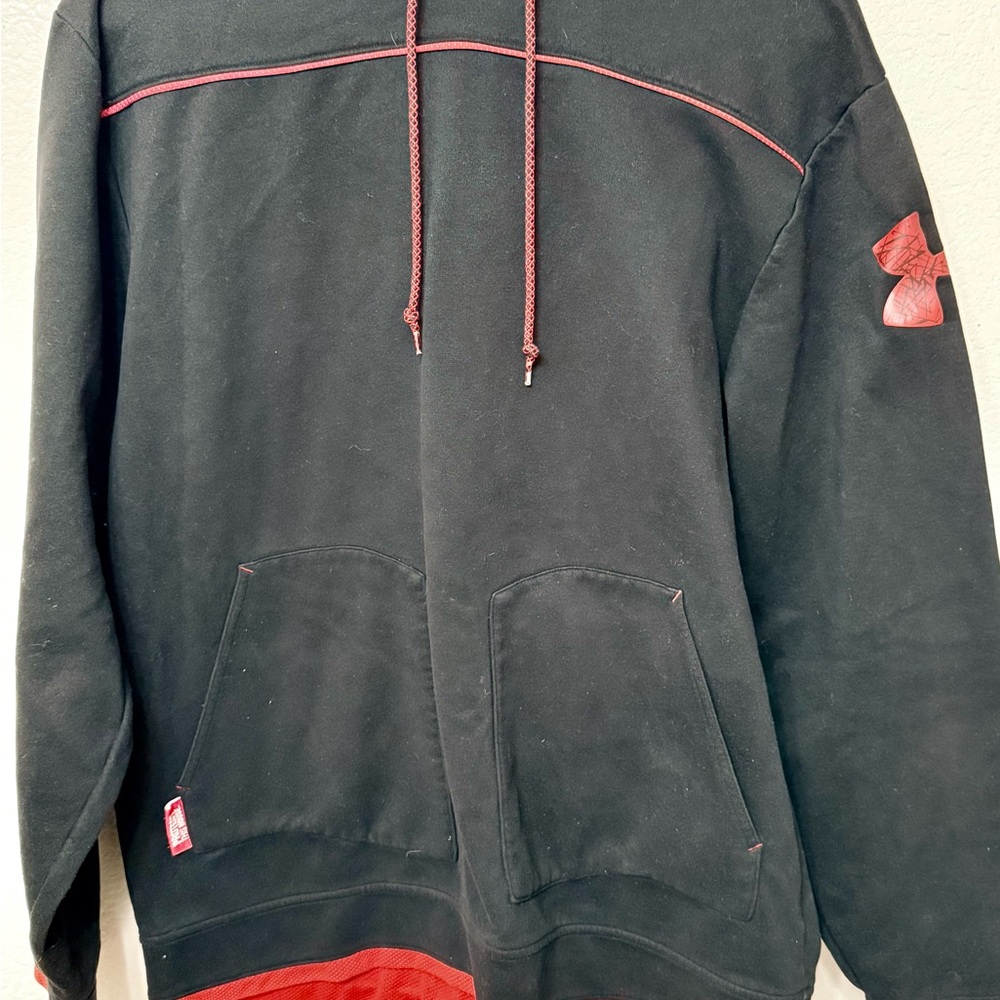 Under Armour XL Hoodie Black Red Loose Fit Sweatshirt “Protect This House”